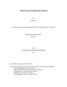 Three Essays in Real Estate Finance