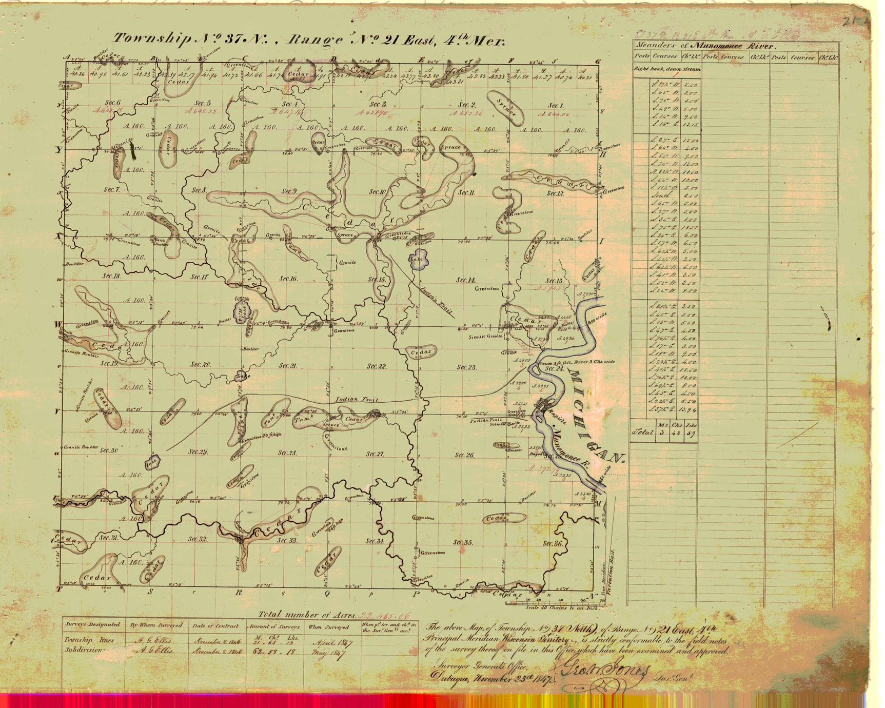 [Public Land Survey System map: Wisconsin Township 37 North, Range 21 East]