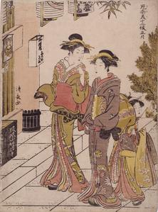 Women Visiting Myokokuji, First Month from the series Twelve Months in the South