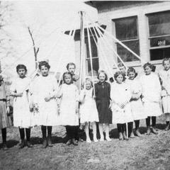 Woodland Dale School-Students with Maypole-Town of Stettin, Marathon County, WI
