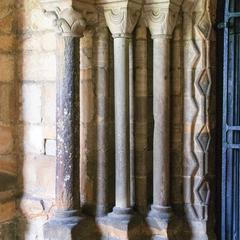 Durham Cathedral cloister door to nave columns