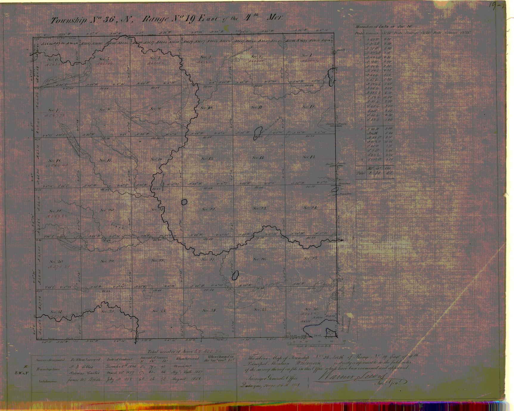[Public Land Survey System map: Wisconsin Township 36 North, Range 19 East]