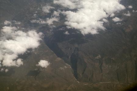 Deep gorge in western Guatemala or eastern Mexico, as seen from airplane