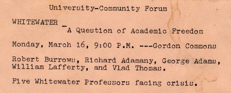 'A question of academic freedom' announcement
