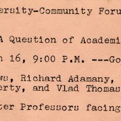 'A question of academic freedom' announcement