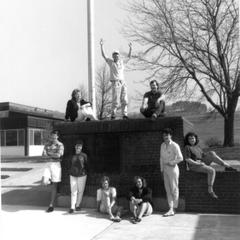 Students at flag pole