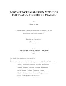 Discontinuous Galerkin Methods for Vlasov Models of Plasma