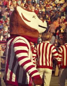 Bucky Badger on the sidelines