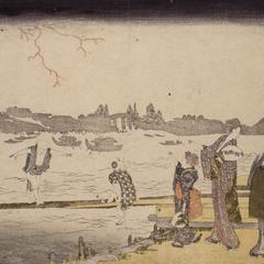 Evening Cool at Ryogoku, from a series of Views of Places in Edo