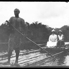 Rafting on a bamboo raft