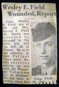 "Wesley E. Field Wounded, Report"