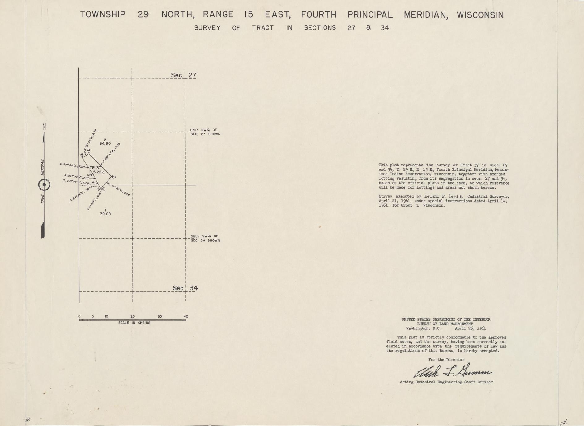 [Public Land Survey System map: Wisconsin Township 29 North, Range 15 East]