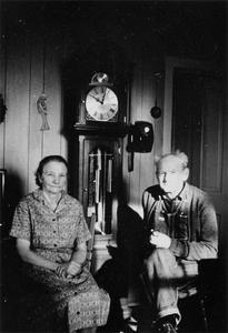 Elsie and Louis Ropson with a clock he made