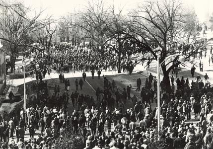 Crowd demonstrating 1969