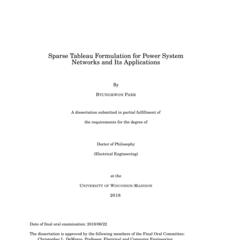 Sparse Tableau Formulation for Power System Networks and Its Applications