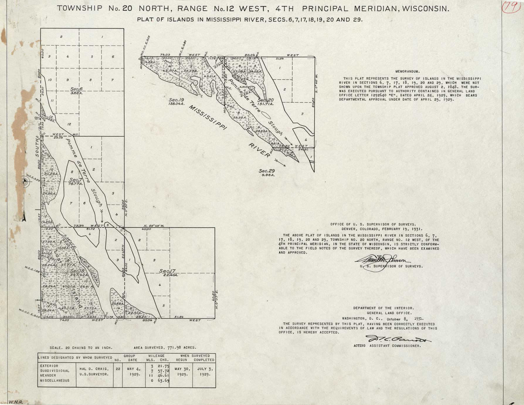[Public Land Survey System map: Wisconsin Township 20 North, Range 12 West]