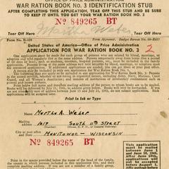Application for war ration book no. 3