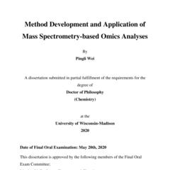 Method Development and Application of Mass Spectrometry-based Omics Analyses