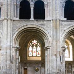 Christchurch Priory nave arcade and tribune interior