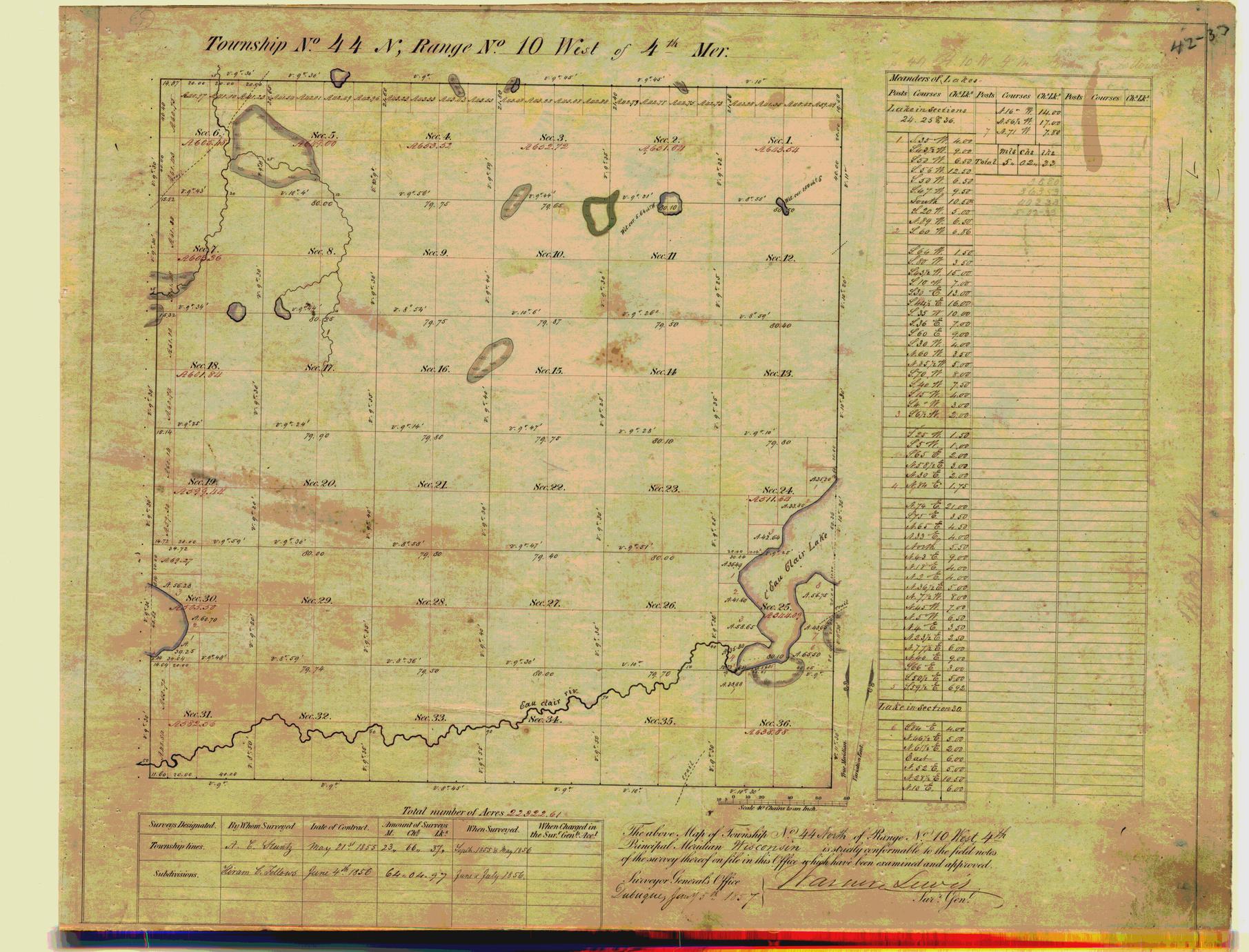 [Public Land Survey System map: Wisconsin Township 44 North, Range 10 West]