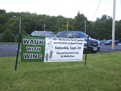 "Wauk with WINC" promotional sign