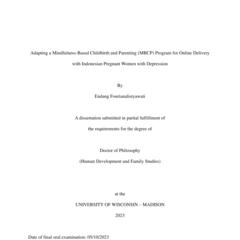 Adapting a Mindfulness-Based Childbirth and Parenting (MBCP) Program for Online Delivery with Indonesian Pregnant Women with Depression