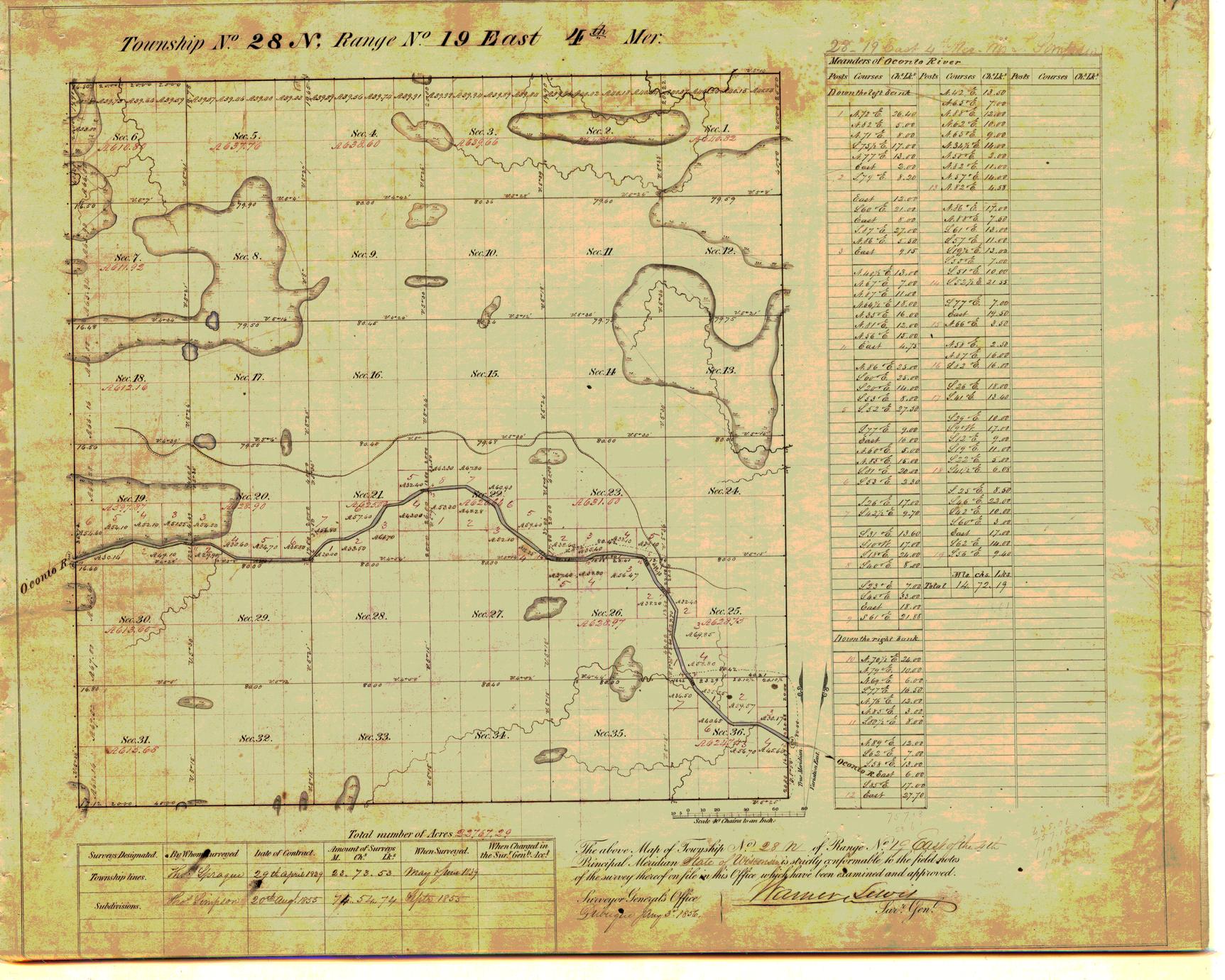 [Public Land Survey System map: Wisconsin Township 28 North, Range 19 East]