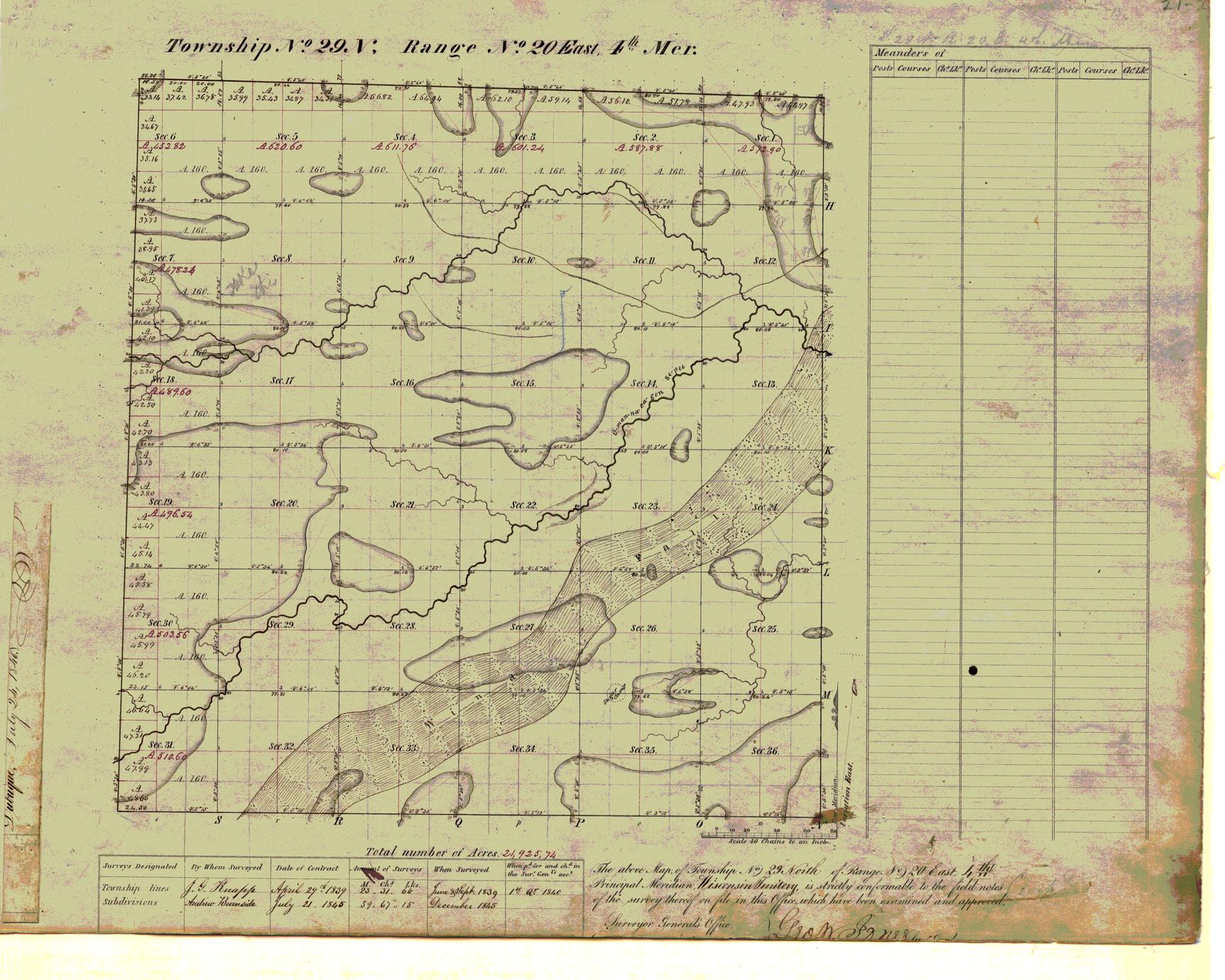 [Public Land Survey System map: Wisconsin Township 29 North, Range 20 East]