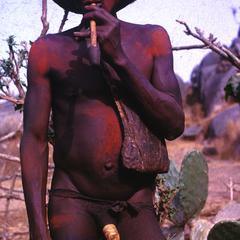 Man from Jos Plateau with Body Paint, Penis Wrap, and Pipe