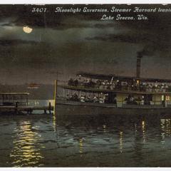 Moonlight excursion, Steamer Harvard leaving city docks