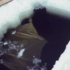 Fyke net under the ice