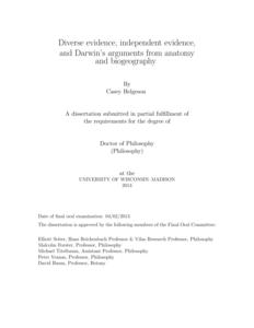 Diverse evidence, independent evidence, and Darwin's arguments from anatomy and biogeography