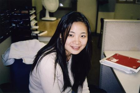 Female student sitting at desk