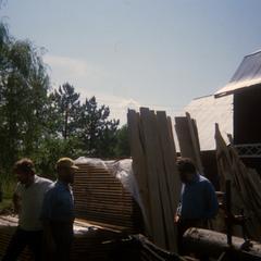 Stacked lumber sawed at Olavie Wintturi's mill
