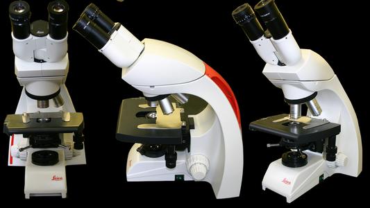 Three views of the Leica microscope used in General Botany taught at the University of Wisconsin-Madison.