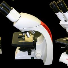Three views of the Leica microscope used in General Botany taught at the University of Wisconsin-Madison.