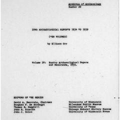 Iowa archaeological reports 1934 to 1939. Volume IV, Sundry archaeological papers and memoranda, 1935
