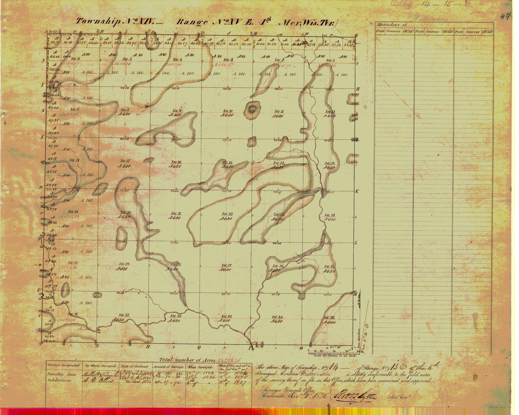 [Public Land Survey System map: Wisconsin Township 14 North, Range 15 East]