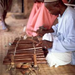 Griot Musician Playing Balafon (Xylophone)