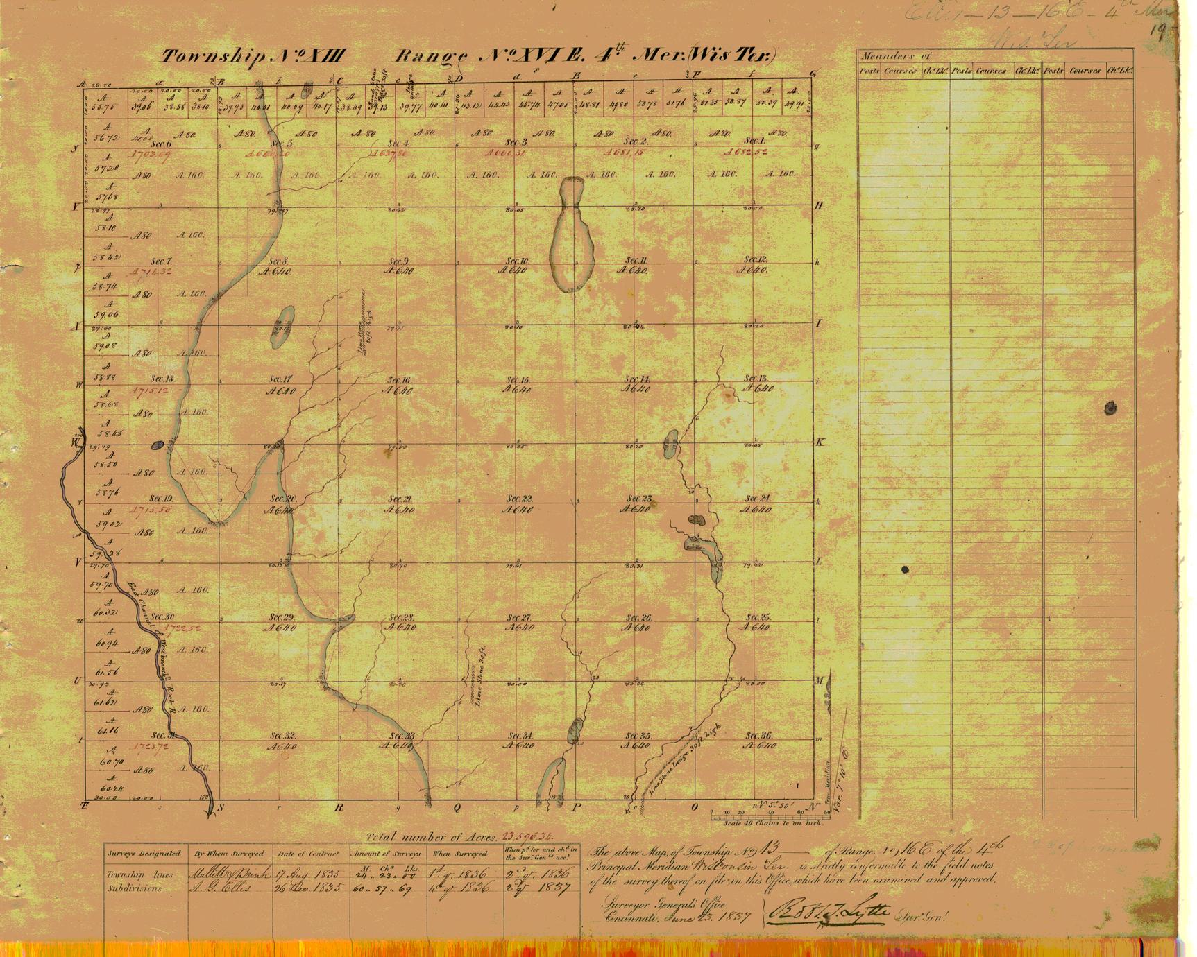 [Public Land Survey System map: Wisconsin Township 13 North, Range 16 East]