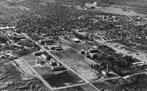 Aerial view of Wisconsin State University-Stevens Point, 1965