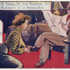 'He shall be thy master' postcard