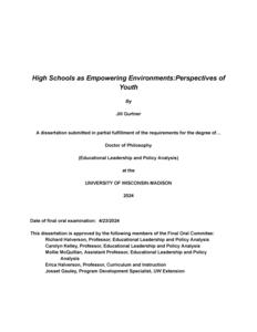 High Schools as Empowering Environments: Perspectives of Youth
