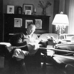 Aldo Leopold in living room of 2222 Van Hise