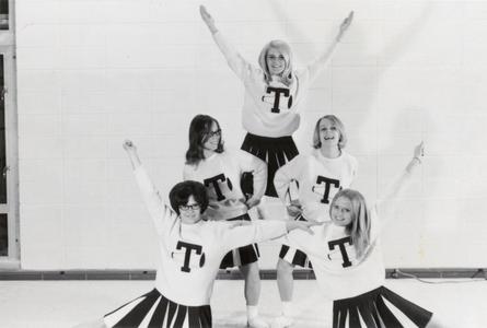 Cheerleading team photo, University of Wisconsin--Marshfield/Wood County, December 1968