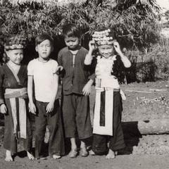 Four White Hmong children in Houa Khong Province