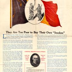 A collecting list for the winter gift (cigarettes and tobacco) of the U.S.A. to the brave Belgian soldiers