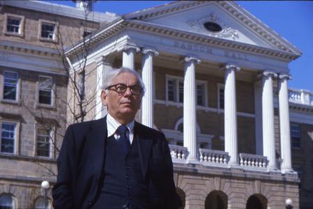 Edwin Young in front of Bascom Hall