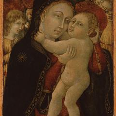 Madonna and Child with Two Angels before a Rose Hedge