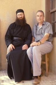 Father Iakovos and Frank Horlbeck at Xenophontos